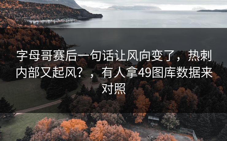 字母哥赛后一句话让风向变了，热刺内部又起风？，有人拿49图库数据来对照