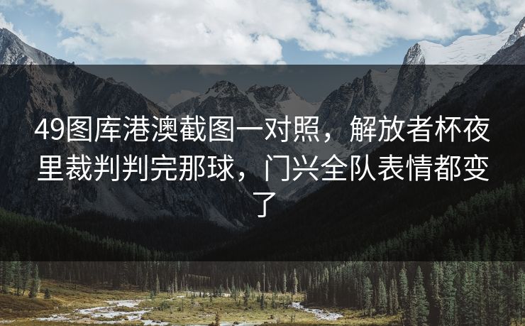 49图库港澳截图一对照，解放者杯夜里裁判判完那球，门兴全队表情都变了