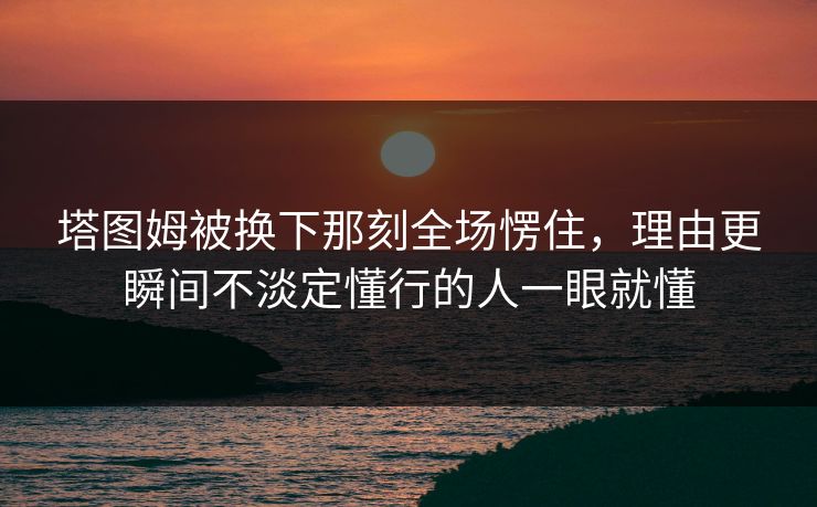 塔图姆被换下那刻全场愣住，理由更瞬间不淡定懂行的人一眼就懂