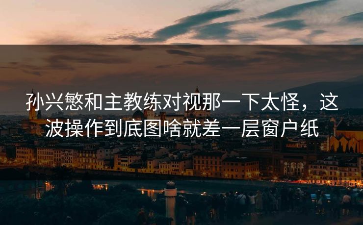 孙兴慜和主教练对视那一下太怪,这波操作到底图啥就差一层窗户纸 孙兴慜和主教练对视那一下太怪,这波操作到底图啥就差一层窗户纸